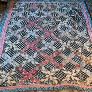Antique patchwork handmade quilt 64” x 80”